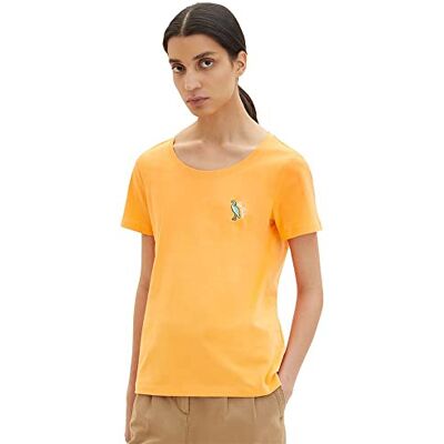 TOM TAILOR Damer T-shirt 1035471, 29751 Bright Mango Orange, L TOM TAILOR Damer T-shirt 1035471, 29751 Bright Mango Orange, L