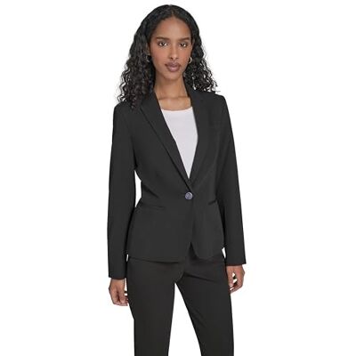 Tommy Hilfiger Women's One Button Blazer Business Jacket with Flattering Fit and Single-Button, Black, 12 Tommy Hilfiger Women's One Button Blazer Business Jacket with Flattering Fit and Single-Button, Black, 12