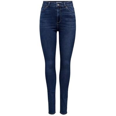 ONLY Onlluna Hw Skinny DNM Guabox jeans för kvinnor, Mörk medium blå denim, 28W x 32L ONLY Onlluna Hw Skinny DNM Guabox jeans för kvinnor, Mörk medium blå denim, 28W x 32L