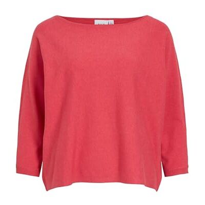 Vila Vimalu Boatneck 3/4 ärm stickad topp Noos, Hibiskus, M Vila Vimalu Boatneck 3/4 ärm stickad topp Noos, Hibiskus, M