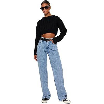 Trendyol Jeans – blå – breda ben, Ljusblå, 38 Trendyol Jeans – blå – breda ben, Ljusblå, 38