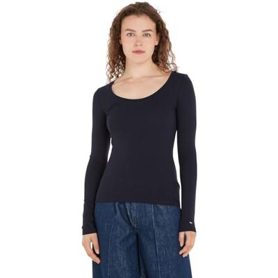 Tommy Hilfiger Dam smal modern CO/EA Scoop LS L/S stickade toppar, ökenhimmel, L, Öken himmel, L Tommy Hilfiger Dam smal modern CO/EA Scoop LS L/S stickade toppar, ökenhimmel, L, Öken himmel, L