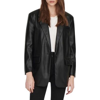 ONLY Female Blazer med läderutseende, svart, S ONLY Female Blazer med läderutseende, svart, S