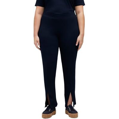 Ulla Popken Dam Kick utsvängda leggings i ribbstickad jersey med slitsbyxor, marinblå, 46/48, marinblå, 46/48 SE Ulla Popken Dam Kick utsvängda leggings i ribbstickad jersey med slitsbyxor, marinblå, 46/48, marinblå, 46/48 SE