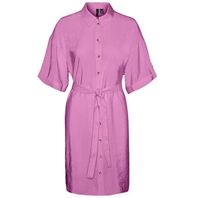 VERO MODA Dam VMQUEENY S/S kort skjorta klänning WVN GA-klänning, cykling, XS, Cyklamer, XS VERO MODA Dam VMQUEENY S/S kort skjorta klänning WVN GA-klänning, cykling, XS, Cyklamer, XS