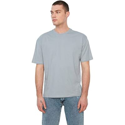 Trendyol Herr grå manlig grundläggande 100% bomull avslappnad passform cykelkrage kort ärm t-shirt grå, medium Trendyol Herr grå manlig grundläggande 100% bomull avslappnad passform cykelkrage kort ärm t-shirt grå, medium