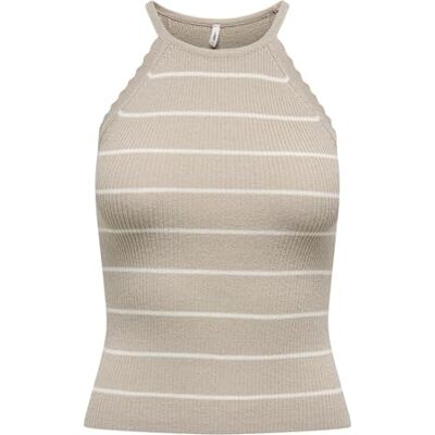 ONLY Onlgemma Sl Scallop Stripe O-Neck KNT, Fjädergrå, XS ONLY Onlgemma Sl Scallop Stripe O-Neck KNT, Fjädergrå, XS