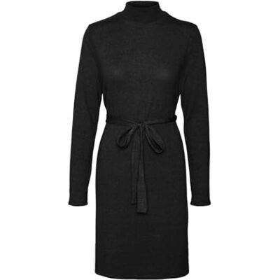 VERO MODA PETITE VMBELLA LS Short Dress JRS NOOS PTT, Svart/detalj: melerad, M Liten VERO MODA PETITE VMBELLA LS Short Dress JRS NOOS PTT, Svart/detalj: melerad, M Liten