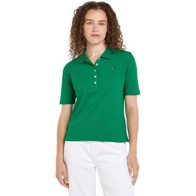 Tommy Hilfiger dam S/S pikétröjor, Olympisk grön, S Tommy Hilfiger dam S/S pikétröjor, Olympisk grön, S