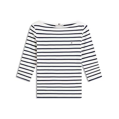 Tommy Hilfiger Dam Slim Cody Boat-Nk 3/4Slv Ww0Ww40589, Vit, XL Tommy Hilfiger Dam Slim Cody Boat-Nk 3/4Slv Ww0Ww40589, Vit, XL