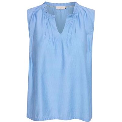 Cream dam Women's Sleeveless Top Shirt Blus Frill Neck Regular Fit T-shirt Cream dam Women's Sleeveless Top Shirt Blus Frill Neck Regular Fit T-shirt