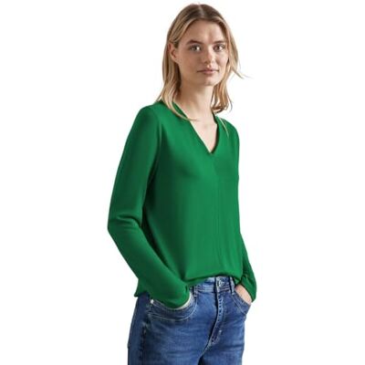 Street One dam A322354 stickad look jersey v-hals skjorta (1-pack), livfull grön, 40 Street One dam A322354 stickad look jersey v-hals skjorta (1-pack), livfull grön, 40
