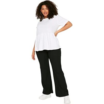 Trendyol kvinnor plus size normal midja utsvängd ben flare plus size byxor, Svart, XXL stor Trendyol kvinnor plus size normal midja utsvängd ben flare plus size byxor, Svart, XXL stor