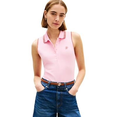Tommy Hilfiger kvinnors badbutik bomull polo Ss WW0WW49561, rosa, M Tommy Hilfiger kvinnors badbutik bomull polo Ss WW0WW49561, rosa, M