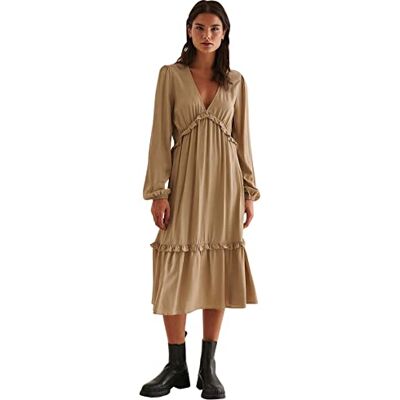 NA-KD dam Balloon Sleeve Midi Frill Dress Ledig klänning NA-KD dam Balloon Sleeve Midi Frill Dress Ledig klänning