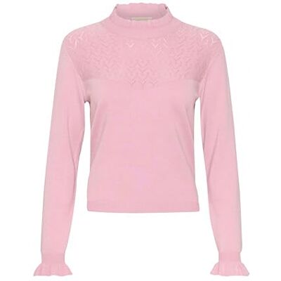 Cream Damblus stickad lång ärm Mock Neck Regular Fit Frill Detaljer, Gryning rosa, L Cream Damblus stickad lång ärm Mock Neck Regular Fit Frill Detaljer, Gryning rosa, L