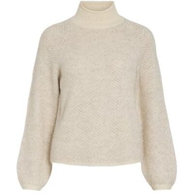 Vila VILORY HIGH NECK L/S stickad topp – NOOS, Eggnog/mönster: naturlig melerad, XS Vila VILORY HIGH NECK L/S stickad topp – NOOS, Eggnog/mönster: naturlig melerad, XS