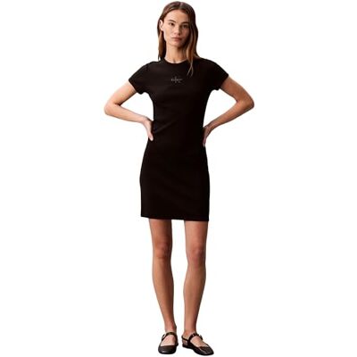 Calvin kvinnors Ss Monologo Baby Rib miniklänning LV047F241G klänningar, svart, XL Calvin kvinnors Ss Monologo Baby Rib miniklänning LV047F241G klänningar, svart, XL