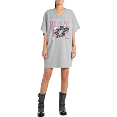 Replay dam oversize skjorta klänning av bomull, 605 City Grey, L Replay dam oversize skjorta klänning av bomull, 605 City Grey, L