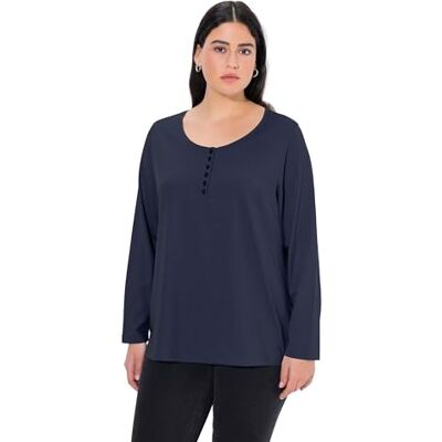 Ulla Popken damtröja med knapplås, lång ärm blus Ulla Popken damtröja med knapplås, lång ärm blus