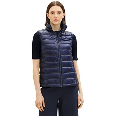 TOM TAILOR lätt quiltad väst för kvinnor, 10668-sky Captain Blue, M TOM TAILOR lätt quiltad väst för kvinnor, 10668-sky Captain Blue, M