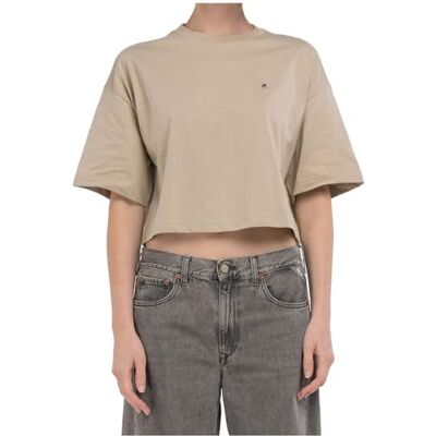 Replay cropped T-shirt för kvinnor, 803 Light Taupe, XS Replay cropped T-shirt för kvinnor, 803 Light Taupe, XS