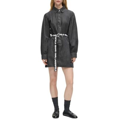KARL LAGERFELD JEANS , kvinnor, denim passande klänning, tvättad svart, L, svart, L KARL LAGERFELD JEANS , kvinnor, denim passande klänning, tvättad svart, L, svart, L
