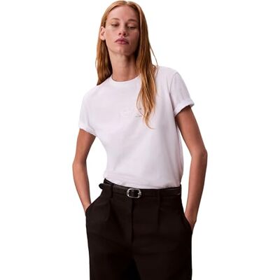 Calvin jeans kvinnors SS klassiska FOIL MONOLOGO TEE LV047D873G grafiska t-shirts, vit (lysande vit), M, Vit (lysande vit), M Calvin jeans kvinnors SS klassiska FOIL MONOLOGO TEE LV047D873G grafiska t-shirts, vit (lysande vit), M, Vit (lysande vit), M