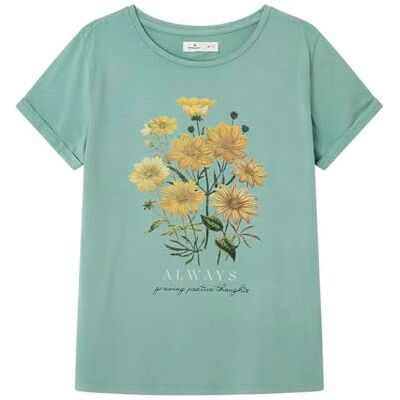 Springfield blommig grafisk t-shirt för kvinnor, Grön sjö, XS Springfield blommig grafisk t-shirt för kvinnor, Grön sjö, XS