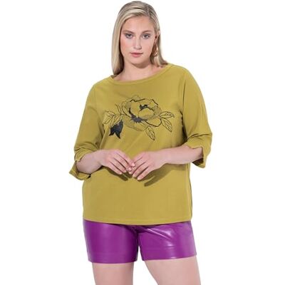 Ulla Popken damer stora storlekar överdimensionerade plus size skjorta, blomma, ubåthals, långärmad 843290, Ljusgulgrön, 62-64 Ulla Popken damer stora storlekar överdimensionerade plus size skjorta, blomma, ubåthals, långärmad 843290, Ljusgulgrön, 62-64