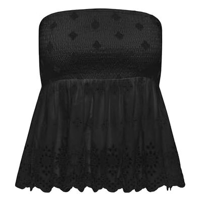 ONLY Onllou Life Emb Bandeau Top WVN, svart, S ONLY Onllou Life Emb Bandeau Top WVN, svart, S