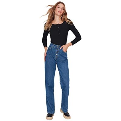 Trendyol 90-tals jeans med vida ben, marinblå, 40, marinblå, 66 SE Trendyol 90-tals jeans med vida ben, marinblå, 40, marinblå, 66 SE