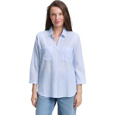 TOM TAILOR damblus, 38208 – Blå vit Dobby Stripe, 44 TOM TAILOR damblus, 38208 – Blå vit Dobby Stripe, 44