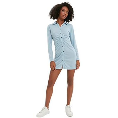 Trendyol Dam myskläder mini standard smal vävd klänning, BLÅ, XL Trendyol Dam myskläder mini standard smal vävd klänning, BLÅ, XL