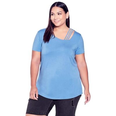 Avenue kvinnors plus size topp V utskuren skjorta, Rivieran, 44 SE/Plus Avenue kvinnors plus size topp V utskuren skjorta, Rivieran, 44 SE/Plus