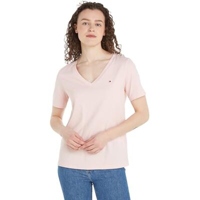 Tommy Hilfiger Kvinnors moderna vanliga V-nk Ss S/S stickade toppar, Nyckfull rosa, M Tommy Hilfiger Kvinnors moderna vanliga V-nk Ss S/S stickade toppar, Nyckfull rosa, M