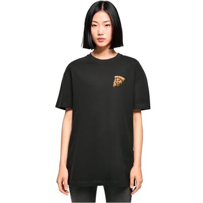 MERCHCODE Dam-t-shirt, dam, pizza comic, pojkvän te, överdimensionerad passform, bomull, 100 percent, 3XL, svart, 3XL MERCHCODE Dam-t-shirt, dam, pizza comic, pojkvän te, överdimensionerad passform, bomull, 100 percent, 3XL, svart, 3XL