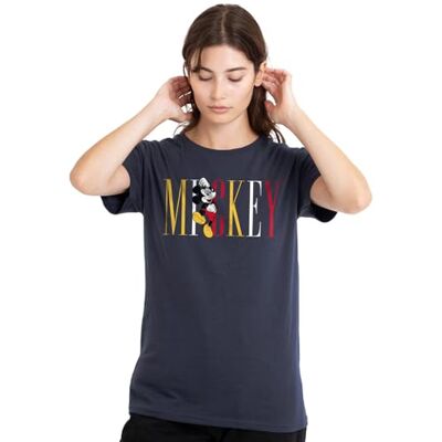 Mickey Mouse mandarin creative ltd Musse Pigg flerfärgad namn dam T-shirt, djup marinblå, S dam, Mörk marinblå, S Mickey Mouse mandarin creative ltd Musse Pigg flerfärgad namn dam T-shirt, djup marinblå, S dam, Mörk marinblå, S
