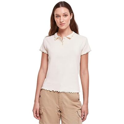 Urban Classics dam Rib Polo Tee, Vit, 3XL Urban Classics dam Rib Polo Tee, Vit, 3XL