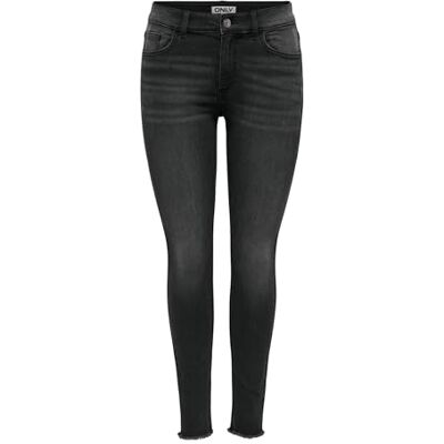 ONLY Damjeans Onlhush Sk Rw ANK DNM Mid-Waist Jeans, Tvättad svart, (XS) W x 32L ONLY Damjeans Onlhush Sk Rw ANK DNM Mid-Waist Jeans, Tvättad svart, (XS) W x 32L