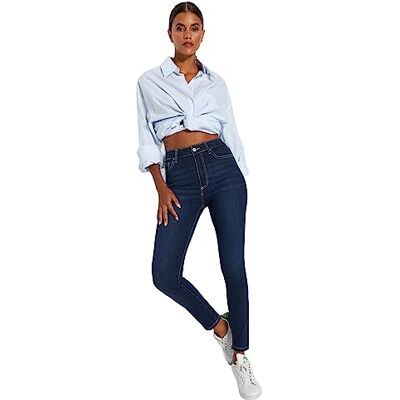 Trendyol dam rak smal hög midja jeans, Mörkblå, 40 Trendyol dam rak smal hög midja jeans, Mörkblå, 40