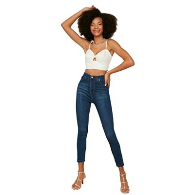 Trendyol Kvinnors marinblå lacivert hög midja skinny jeans, 42 Trendyol Kvinnors marinblå lacivert hög midja skinny jeans, 42