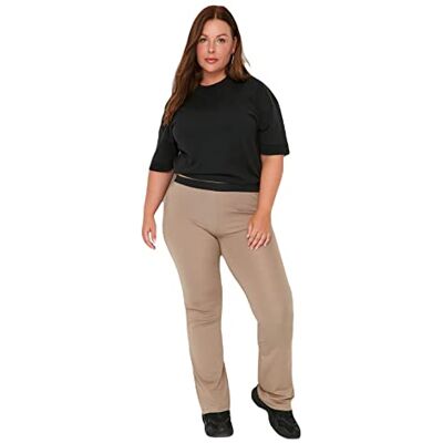 Trendyol Dam Normal Plus Size Sweatpants, Mink-färg, XXL Trendyol Dam Normal Plus Size Sweatpants, Mink-färg, XXL