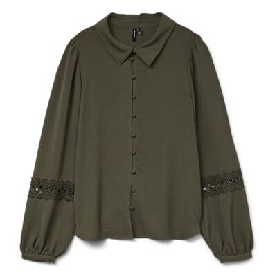 VERO MODA Vmalva Lace Ls Shirt WVN Ga Boo, Druva blad, S VERO MODA Vmalva Lace Ls Shirt WVN Ga Boo, Druva blad, S