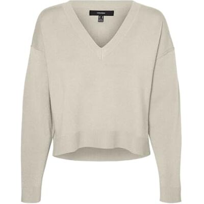 VERO MODA VMGOLD vänster LS V-hals skuren tröja, Björk, XS VERO MODA VMGOLD vänster LS V-hals skuren tröja, Björk, XS