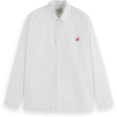 Scotch & Soda Core – The Free Spirit Peace Bird Poplin skjorta, Vit 101, 40 Scotch & Soda Core – The Free Spirit Peace Bird Poplin skjorta, Vit 101, 40