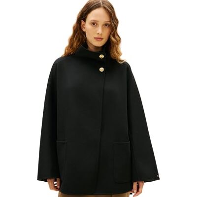 Tommy Hilfiger DF WOOL GB Funnel NK COAT WW0WW47758 andra rockar, SVART (Svart), M-L, svart (svart), L Tommy Hilfiger DF WOOL GB Funnel NK COAT WW0WW47758 andra rockar, SVART (Svart), M-L, svart (svart), L