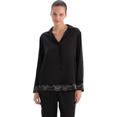 Dagi dam Satin Bride Shirt With Lace Detail Pyjamas topp Dagi dam Satin Bride Shirt With Lace Detail Pyjamas topp