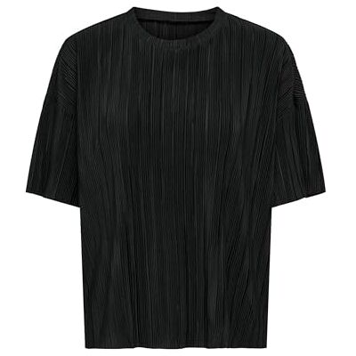 ONLY Onlravenna S/S Plisse Top Noos JRS, svart, L ONLY Onlravenna S/S Plisse Top Noos JRS, svart, L