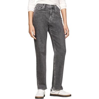 Tommy Jeans Kvinnor Izzie Slim Fit Rak Hög Midja Jeans, Denim svart, 30W / 28L Tommy Jeans Kvinnor Izzie Slim Fit Rak Hög Midja Jeans, Denim svart, 30W / 28L